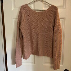 Oak & Meadow Ladies Pink Knit Open Twist Back Long Sleeve Sweater Size XL